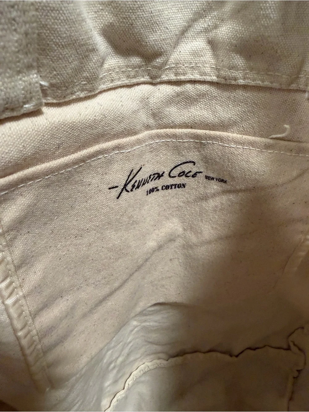 Kenneth Cole Canvas Tote Bag with 'USE ME' Print - Cream. No longer made.